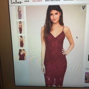 Burgundy lace midi dress Lulus